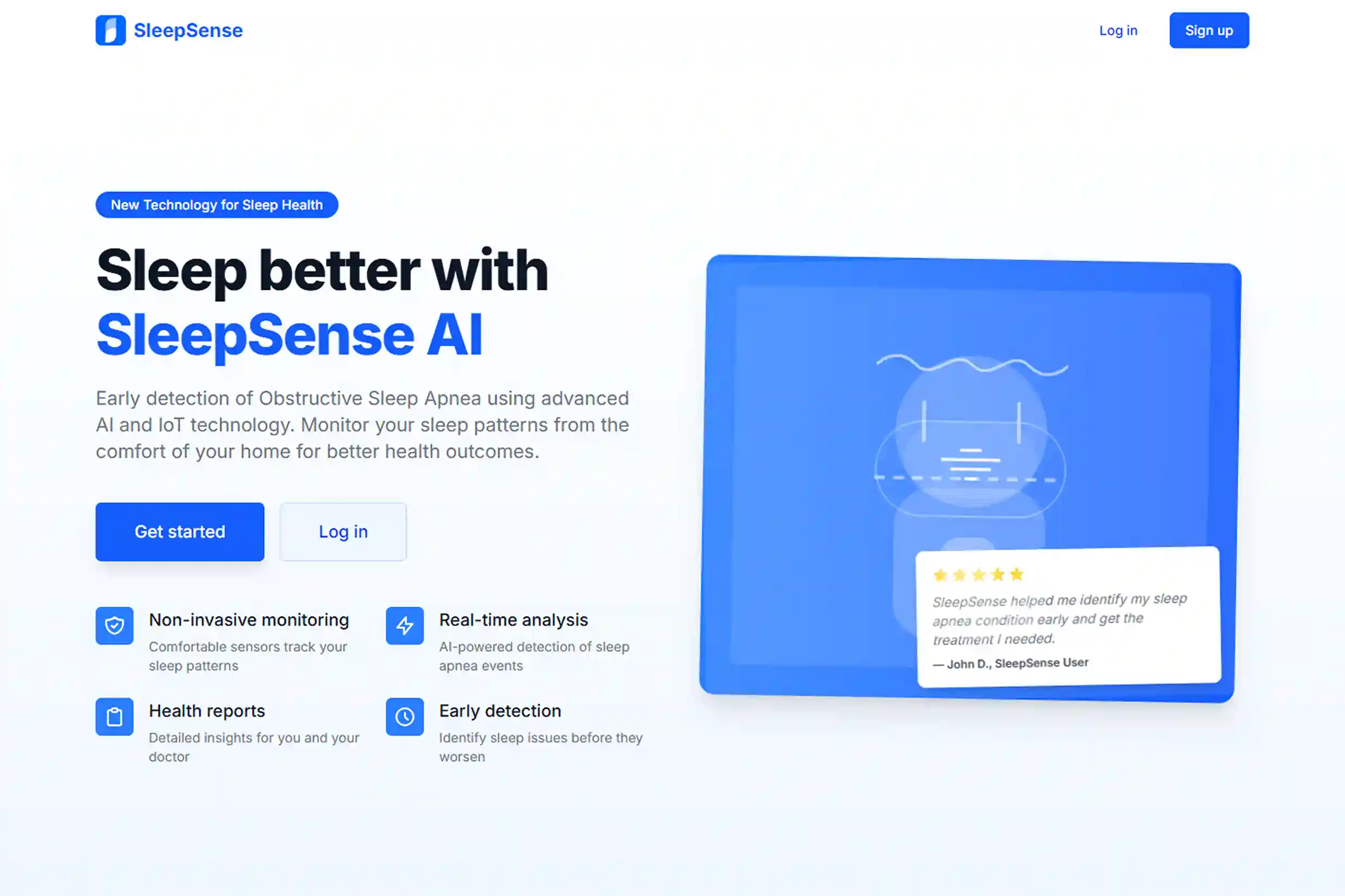 SleepSense web platform overview and OSA detection dashboard